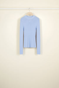 Wool and silk jumper with cut-out back - Blue