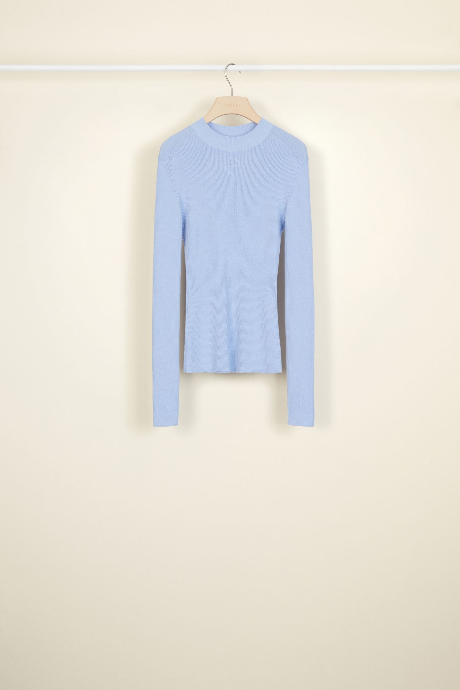 Wool and silk jumper with cut-out back - Blue