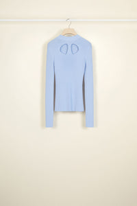 Wool and silk jumper with cut-out back - Blue