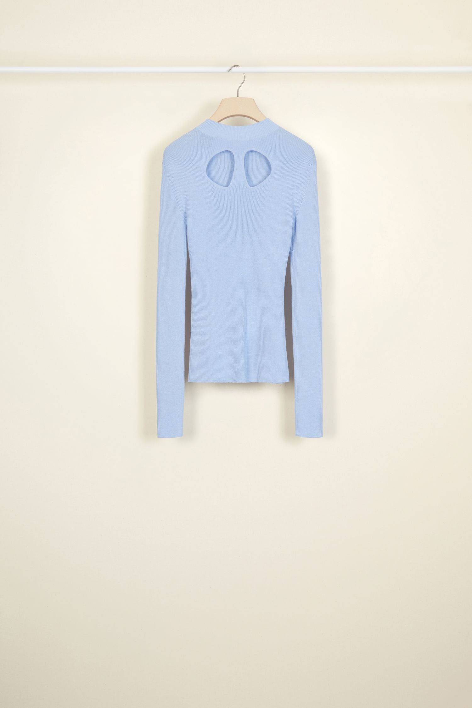 Pull en laine et soie à découpes dos - Bleu