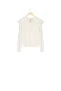 Pull fin à col crochet - Crème