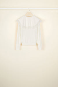 Pull fin à col crochet - Crème