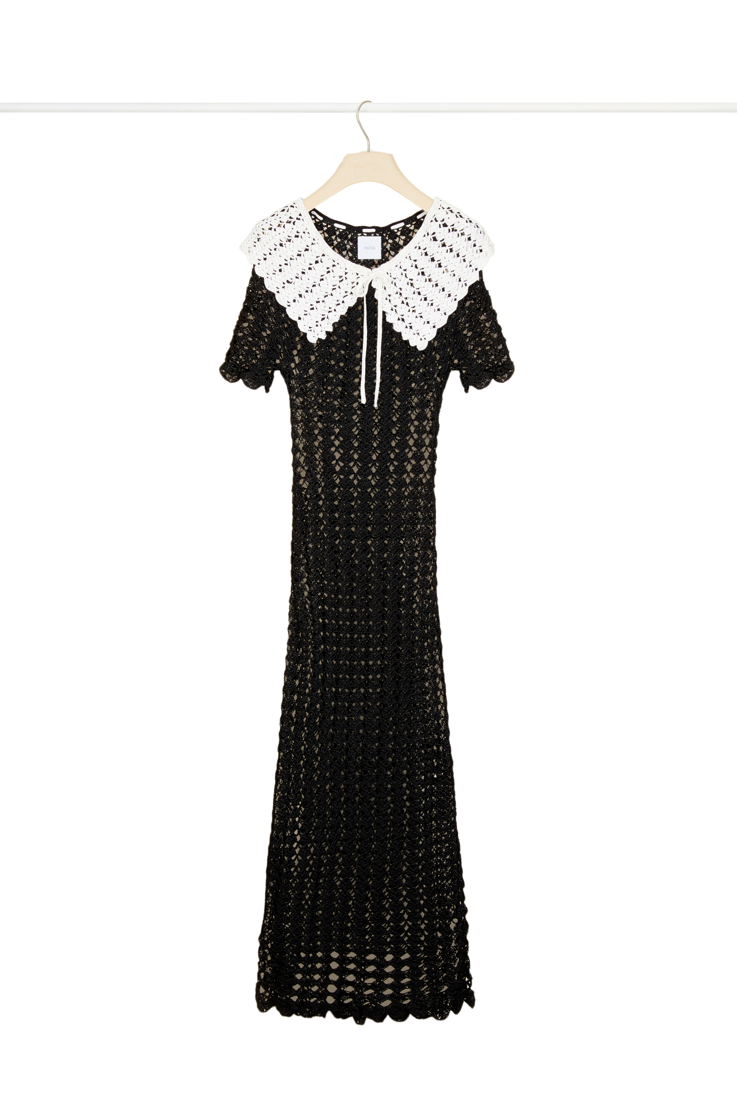 Robe longue bicolore en crochet - Noir & Blanc