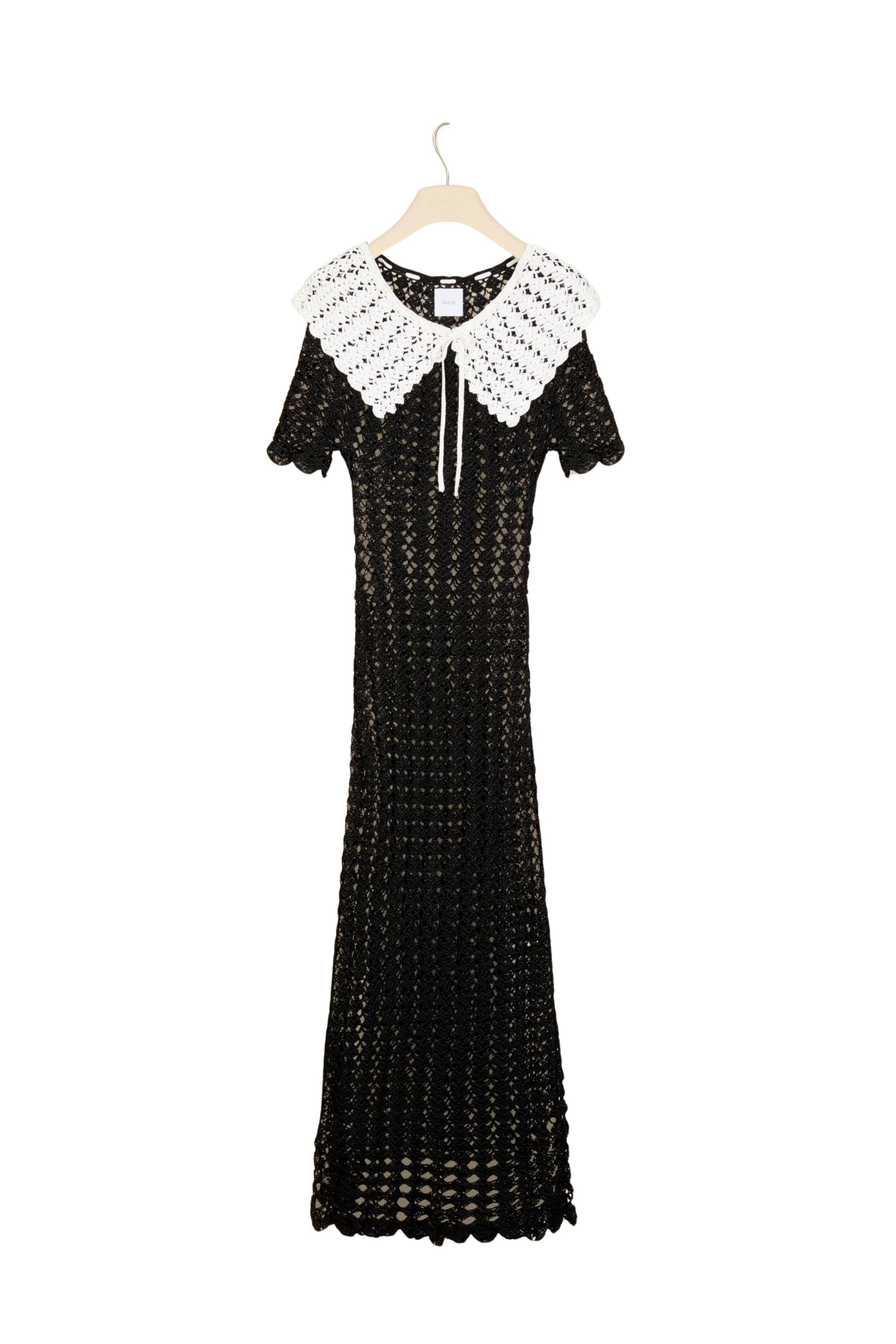 Two-tone crochet maxi dress - Black and White
