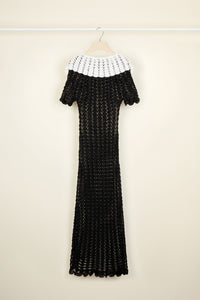 Robe longue bicolore en crochet - Noir et Blanc