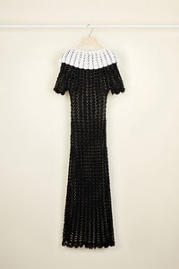 Robe longue bicolore en crochet - Noir & Blanc