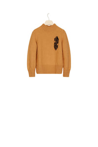 Short wool jumper with intarsia - Copper