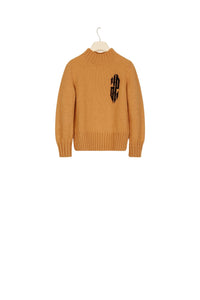 Pull court en laine à intarsia - Cuivre