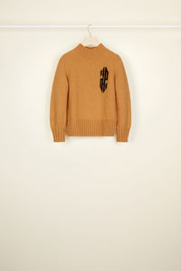 Pull court en laine à intarsia - Cuivre