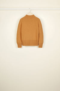 Short wool jumper with intarsia - Copper