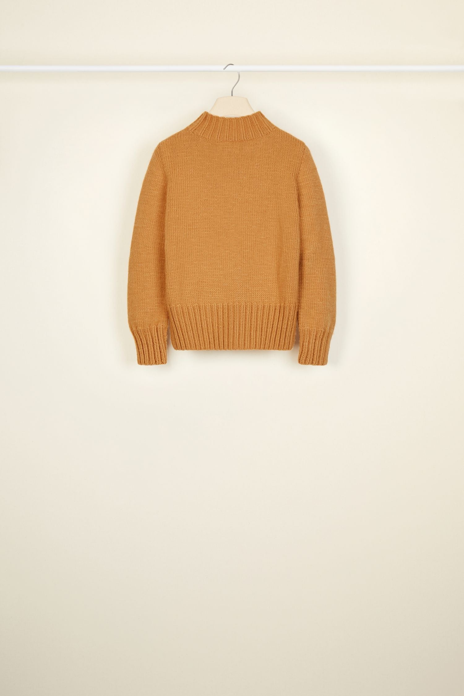 Short wool jumper with intarsia - Copper