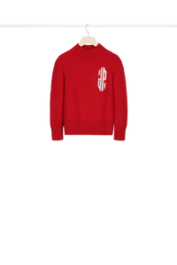 Pull court en laine à intarsia - Rouge