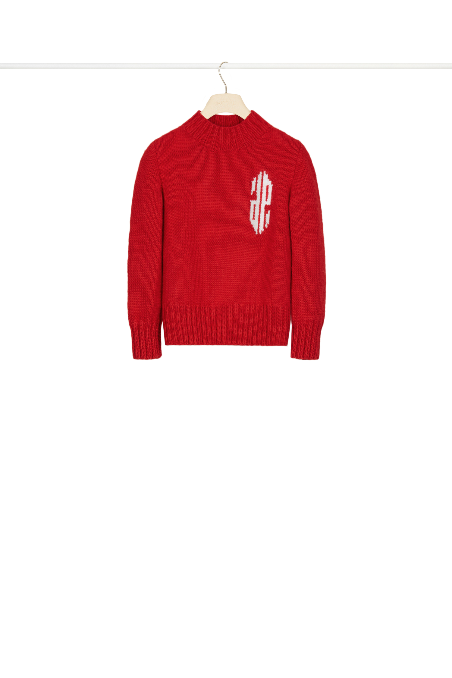 Pull court en laine à intarsia - Rouge
