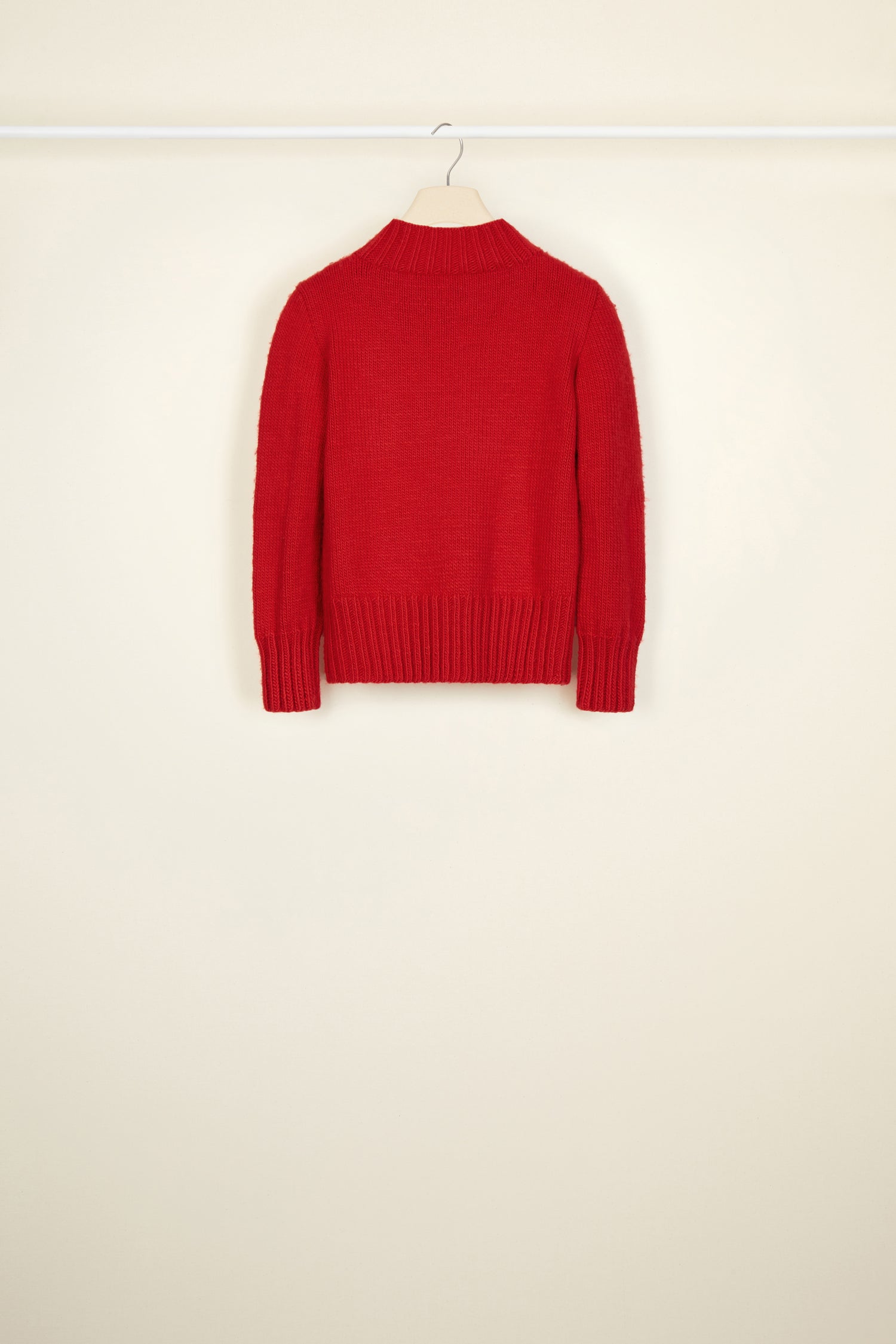 Pull court en laine à intarsia - Rouge