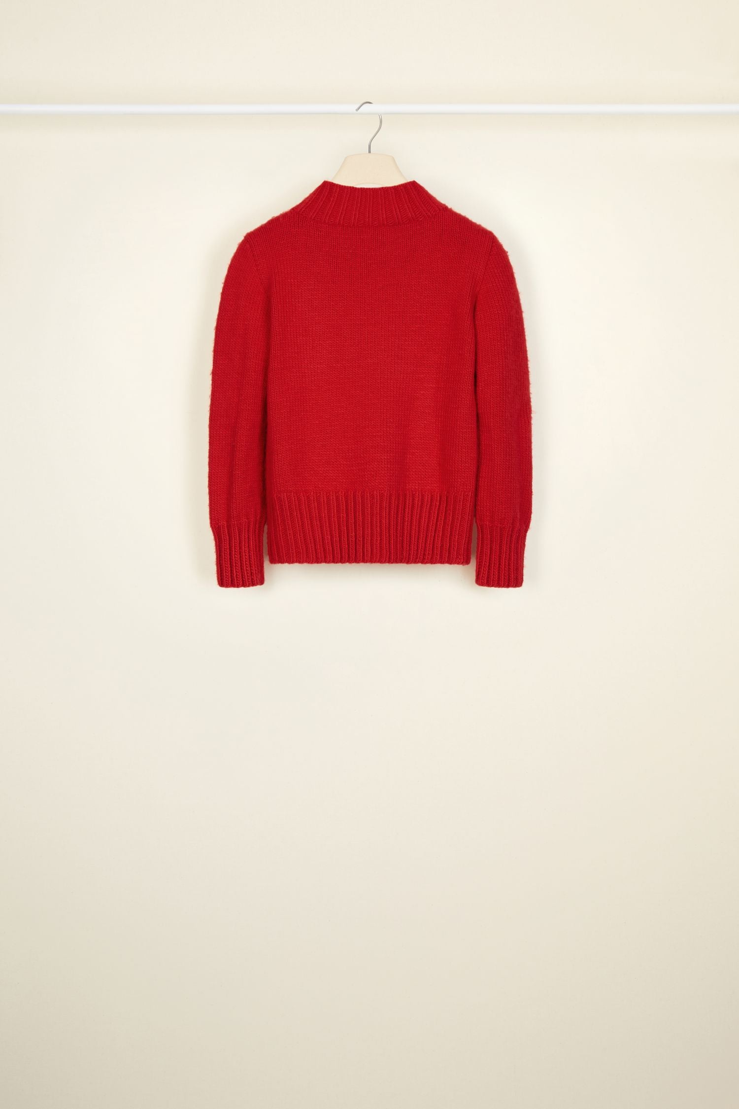 Short wool jumper with intarsia - Red