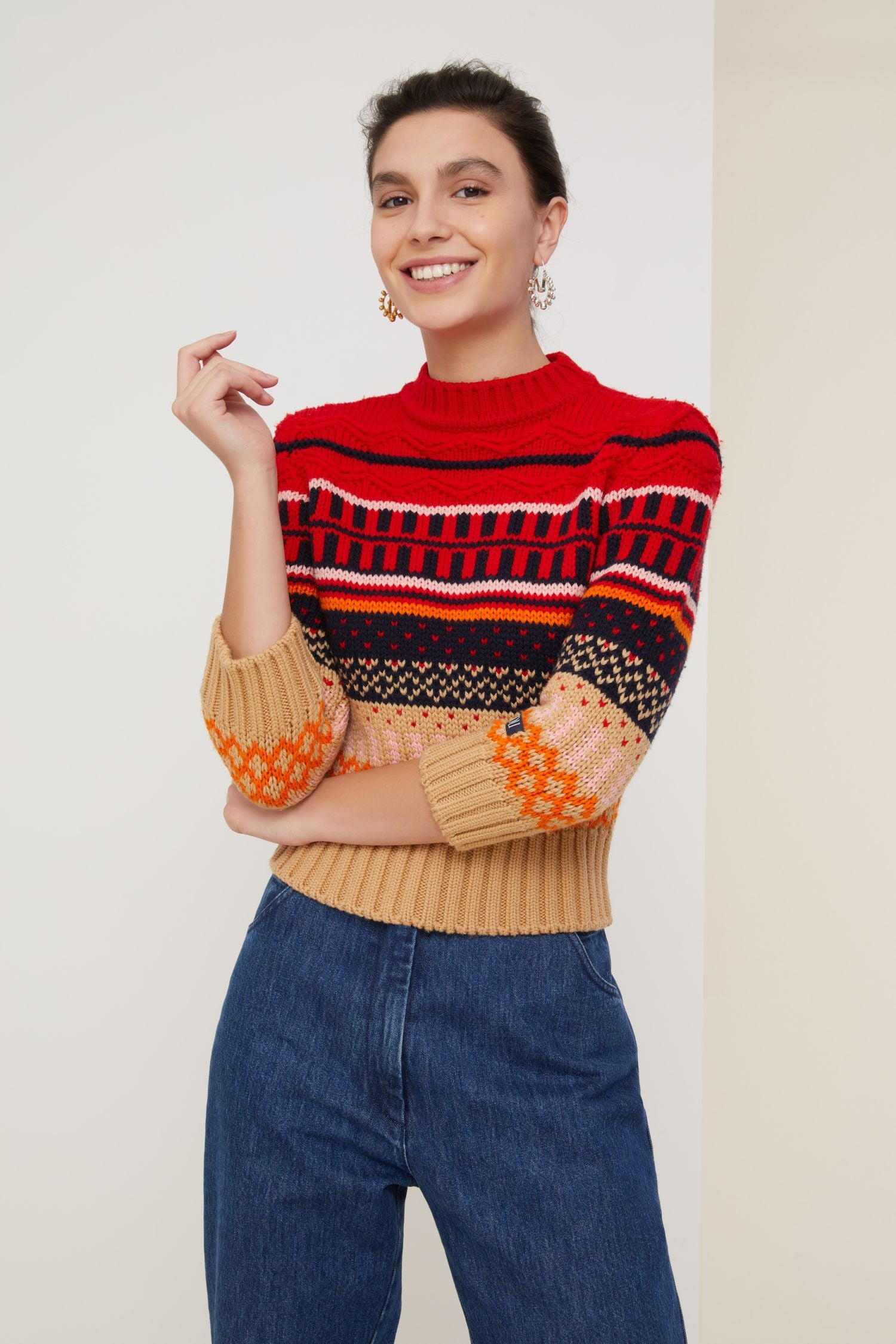 Jacquard wool maxi cardigan - Multicolour