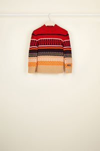 Maxi wool jacquard cardigan - Multicolour