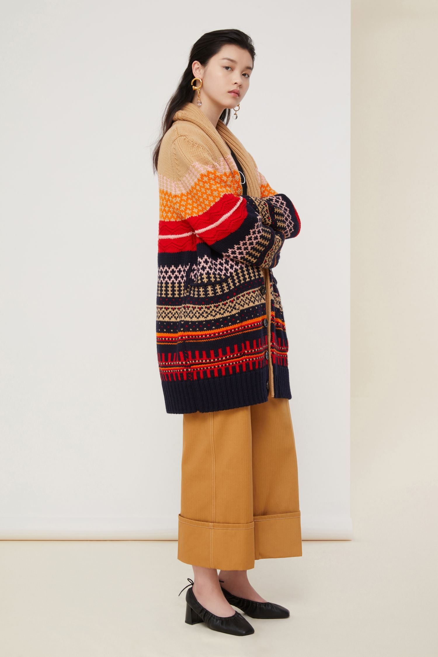 Pull court en jacquard en laine - Multicolore