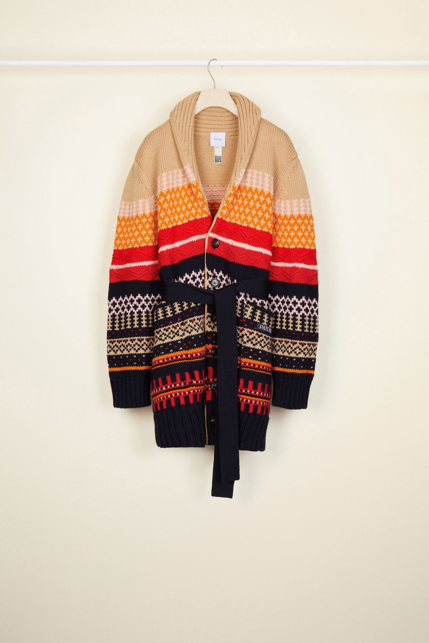 Pull court en jacquard en laine - Multicolore