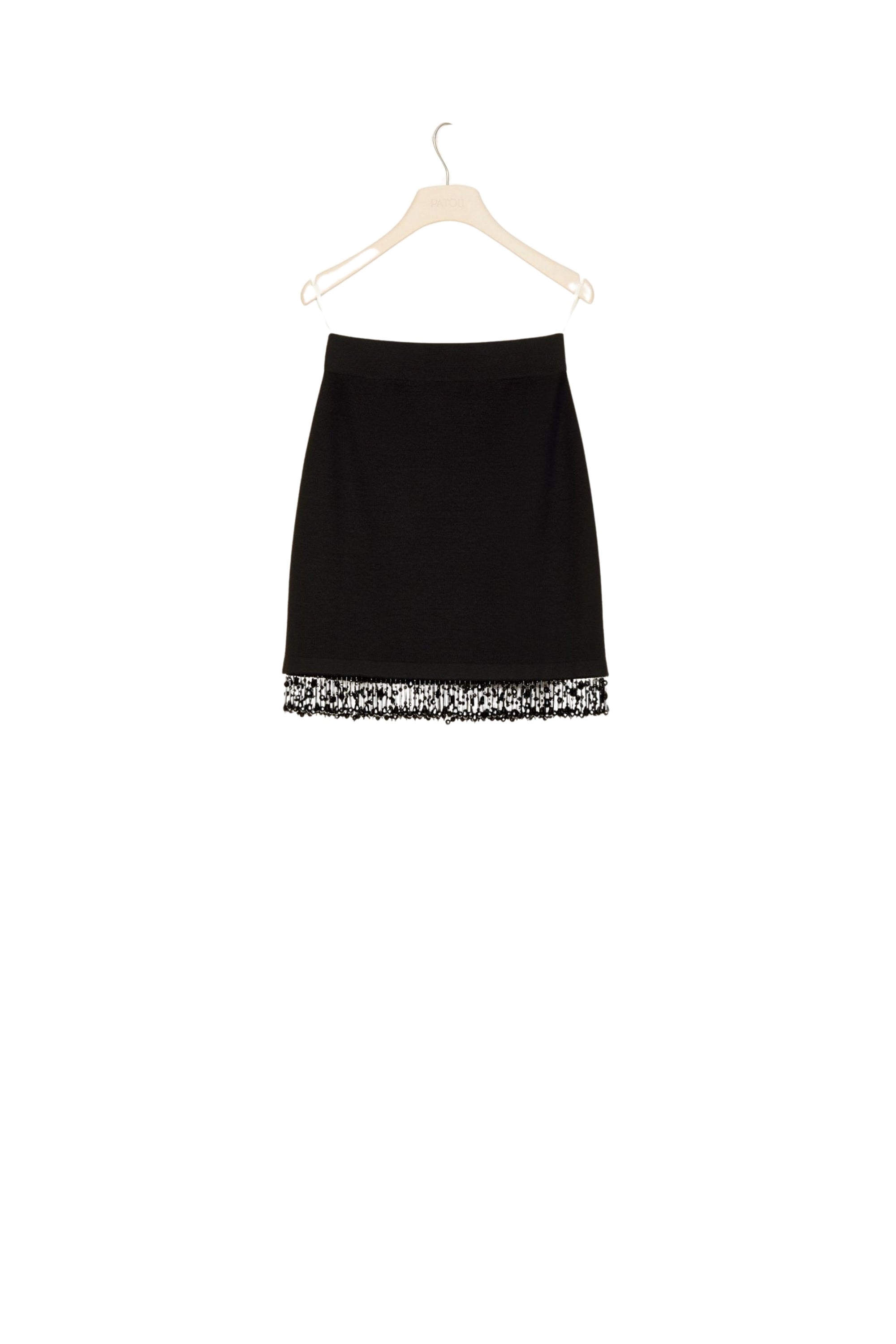 Short wool skirt with beaded hem - Black