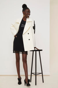 Short wool skirt with beaded hem - Black