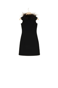 Wool feather knit dress - Black