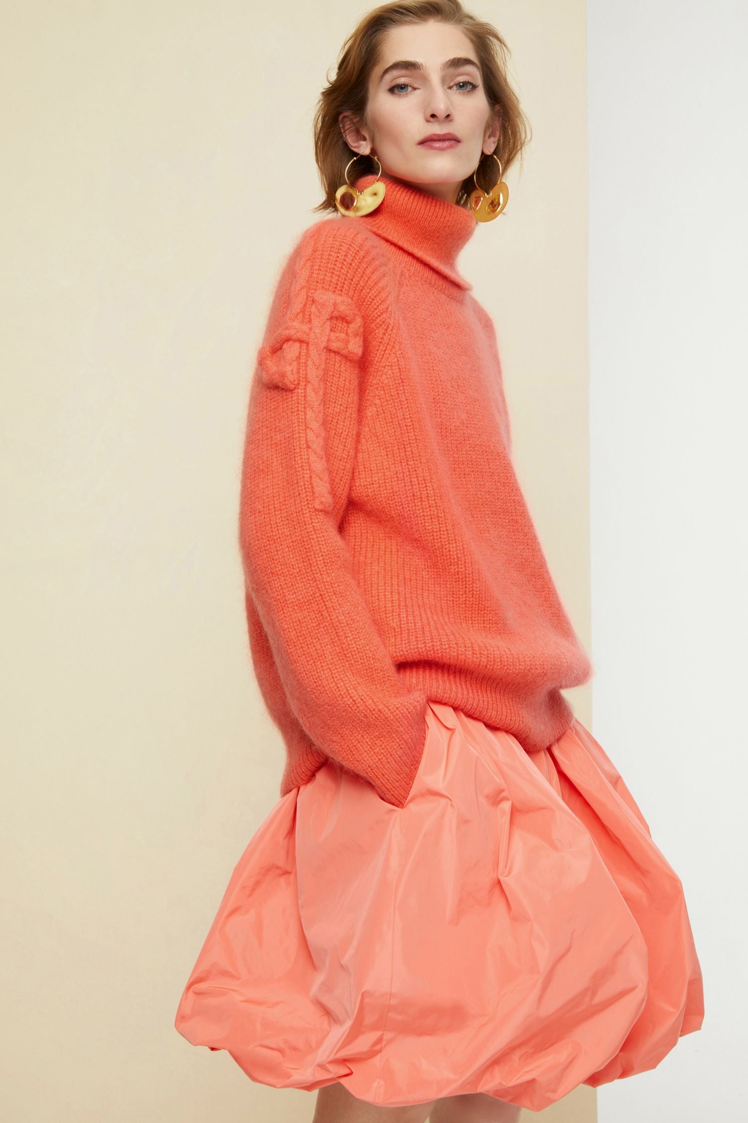 Col roulé en mohair et laine - Corail