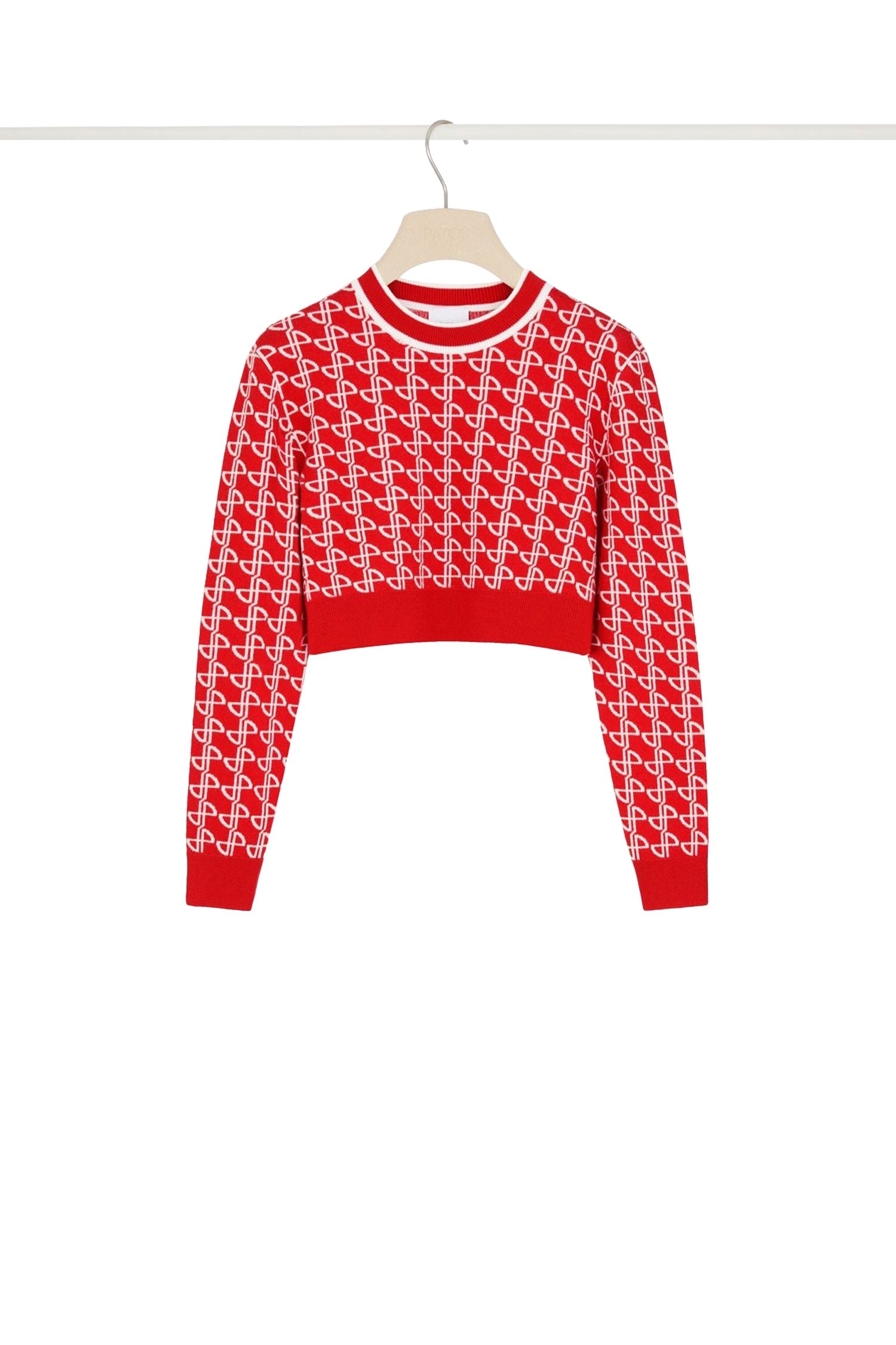 Pull court en laine jacquard éco-responsable - Rouge Motif Jacquard JP