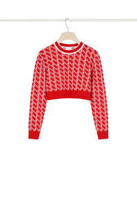 Pull court en laine jacquard éco-responsable