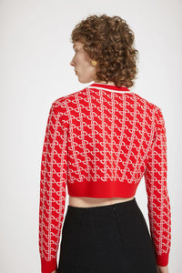 Pull court en laine jacquard éco-responsable - Rouge Motif Jacquard JP