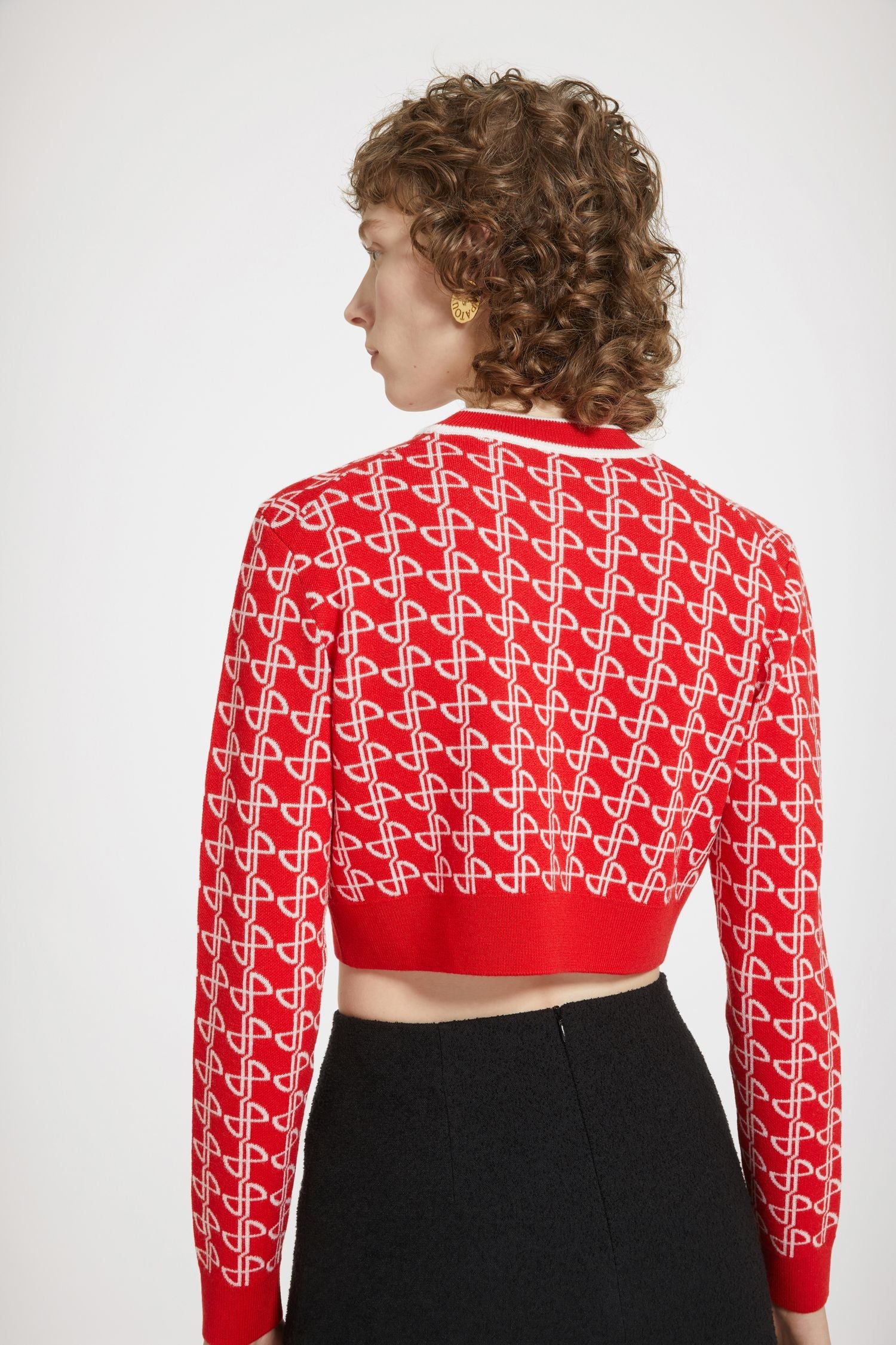 Pull court en laine jacquard éco-responsable