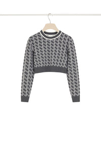 Pull court en laine jacquard éco-responsable