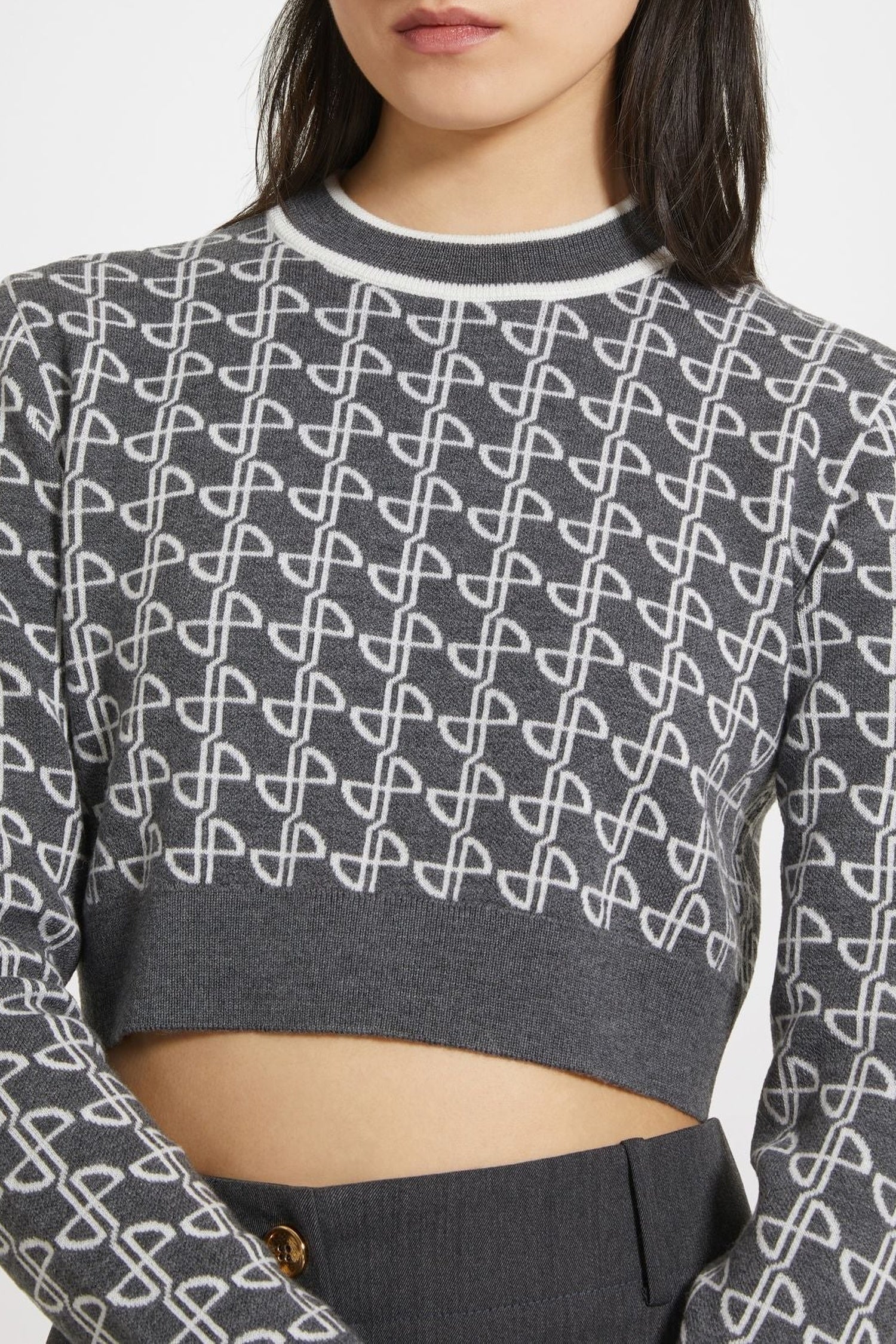 Pull court en laine jacquard éco-responsable