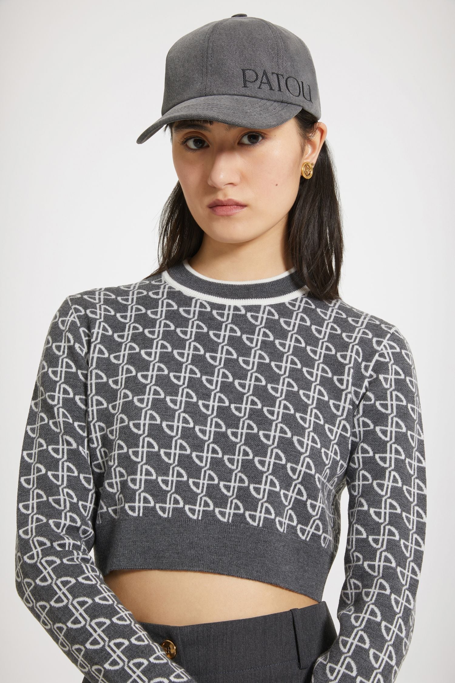 Pull court en laine jacquard éco-responsable - Gris Anthracite Motif Jacquard JP