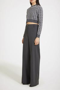 Pull court en laine jacquard éco-responsable