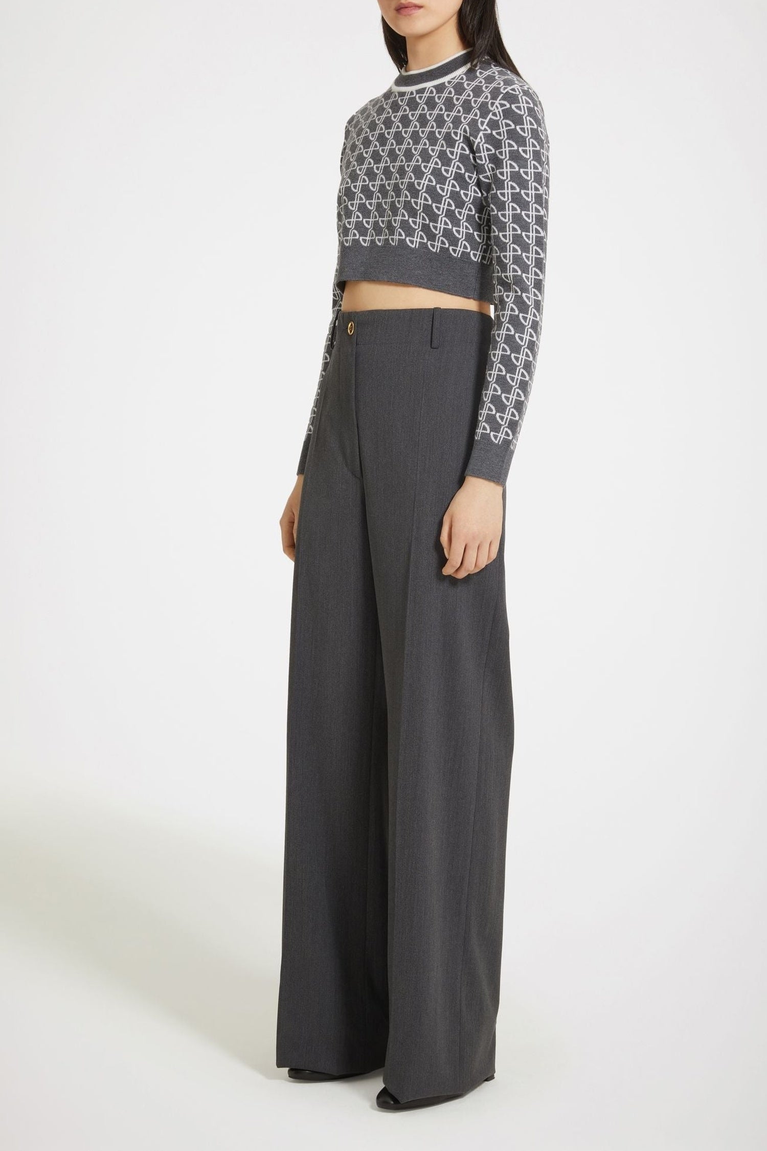 Pull court en laine jacquard éco-responsable