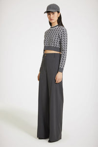 Pull court en laine jacquard éco-responsable - Gris Anthracite Motif Jacquard JP