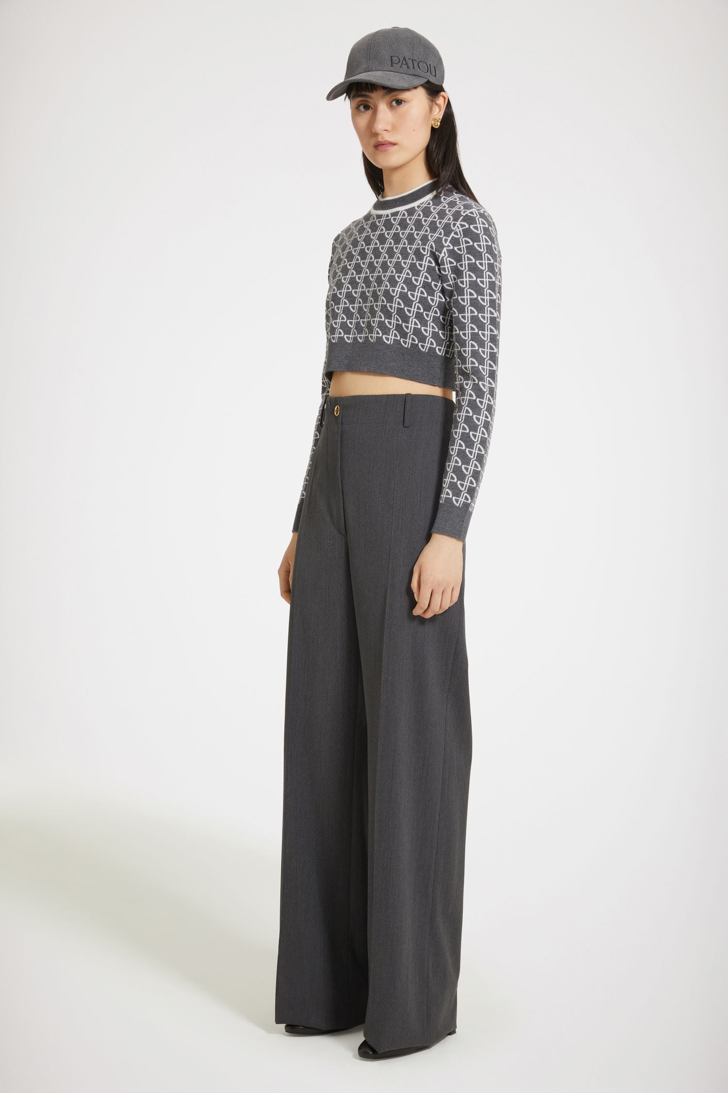 Pull court en laine jacquard éco-responsable - Gris Anthracite Motif Jacquard JP