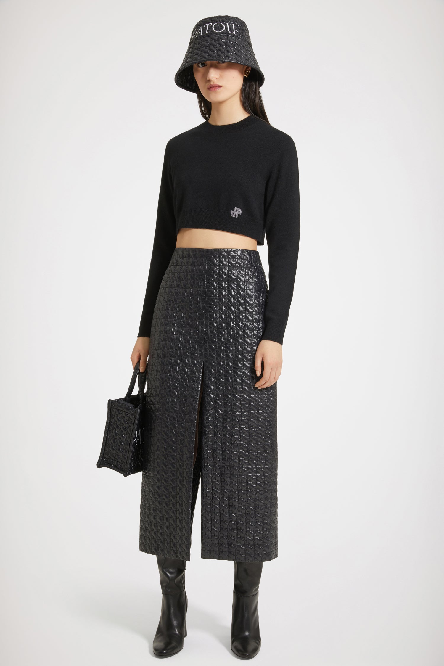 Pull court en laine et cachemire - Noir