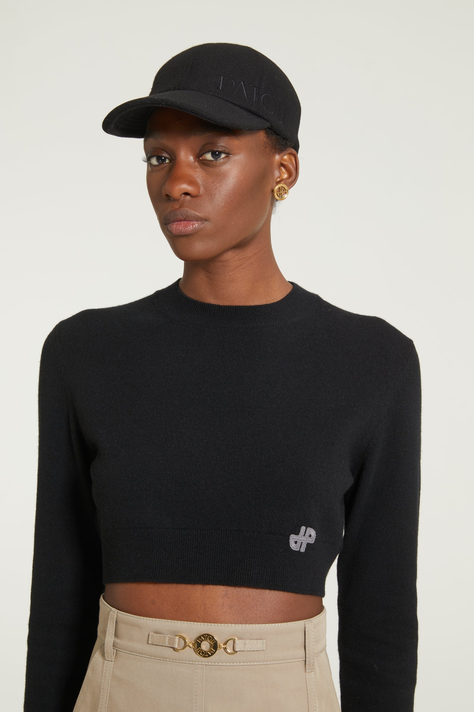 Pull court en laine et cachemire - Noir