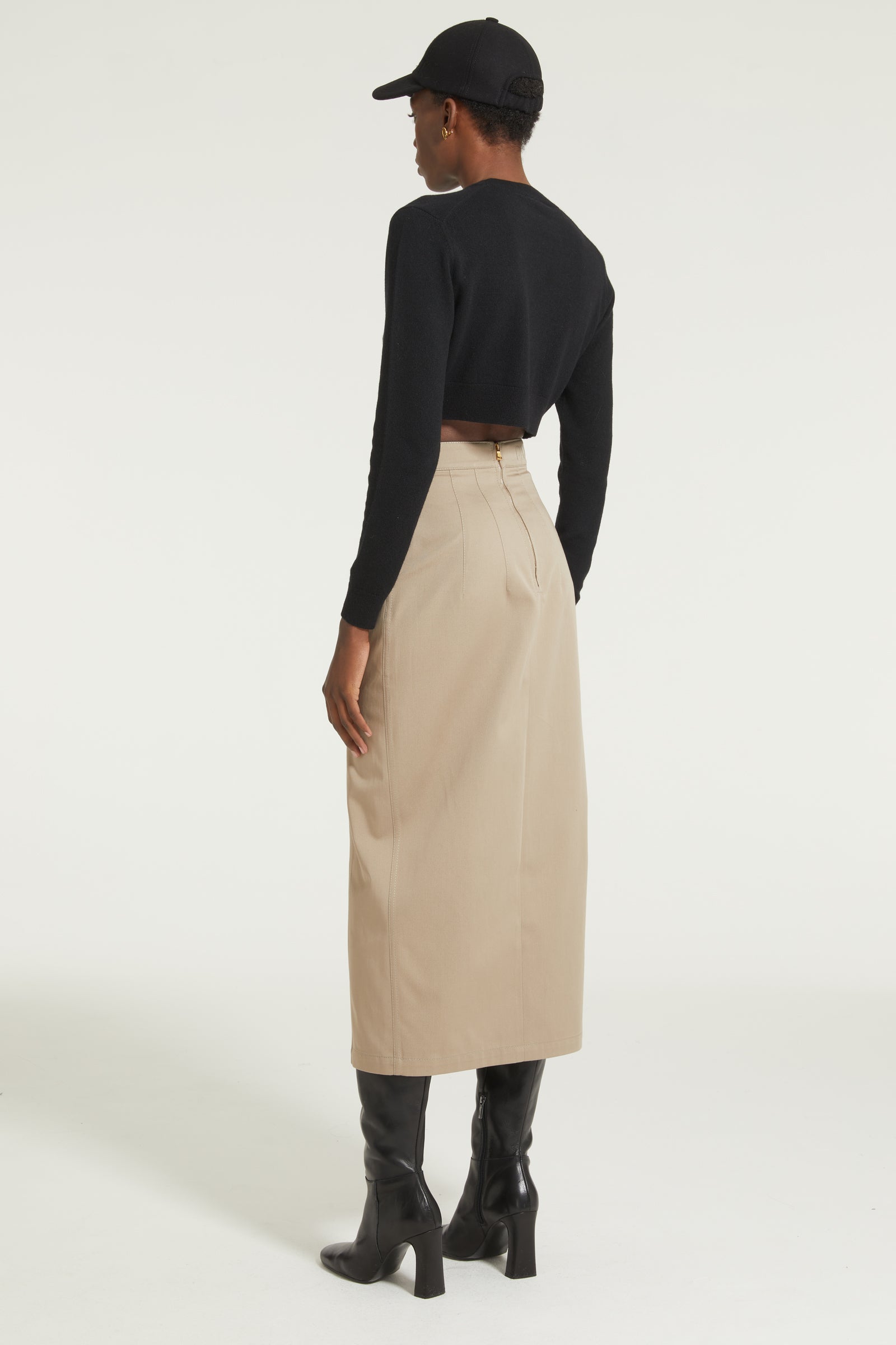 Pull court en laine et cachemire - Noir