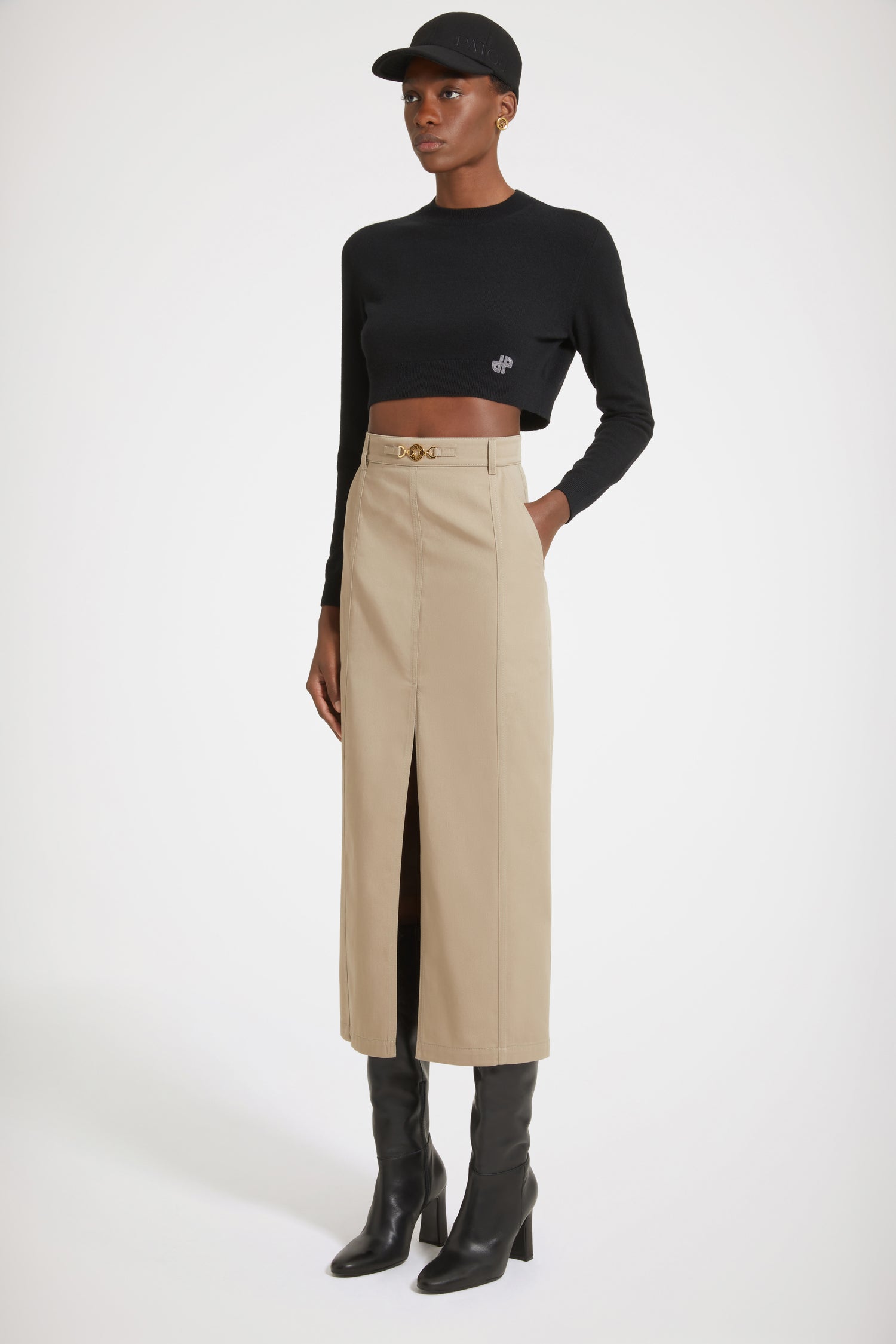 Pull court en laine et cachemire - Noir