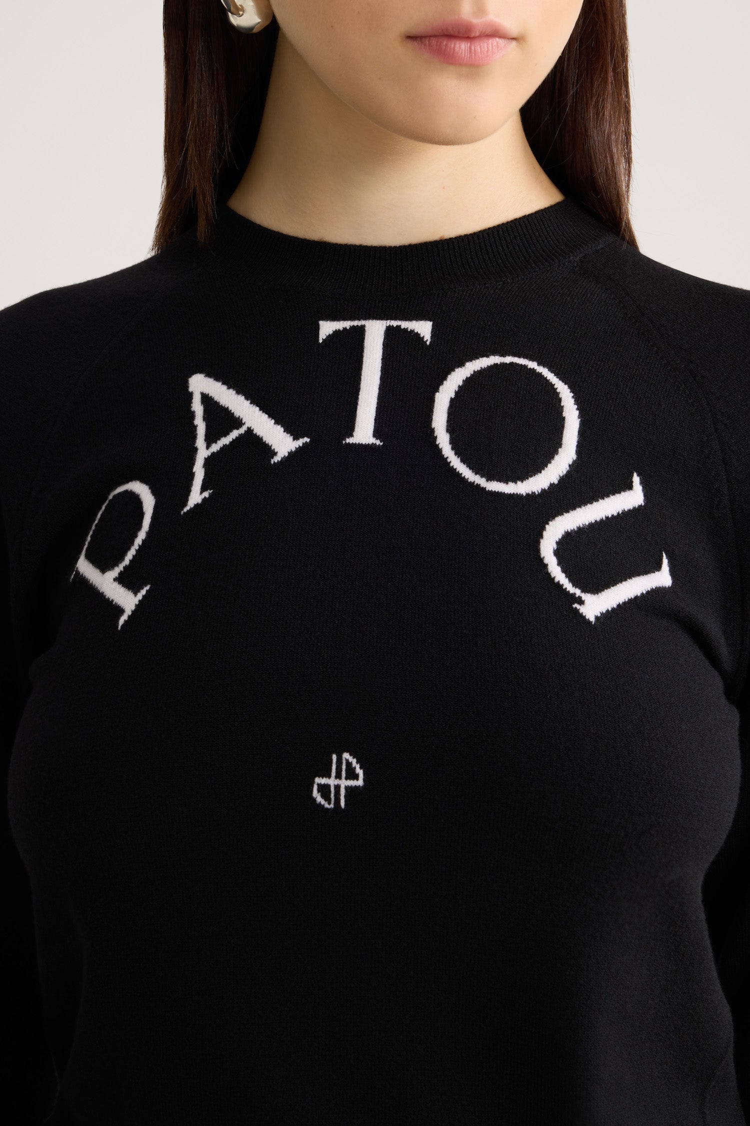 Pull à col rond Patou en laine - Noir