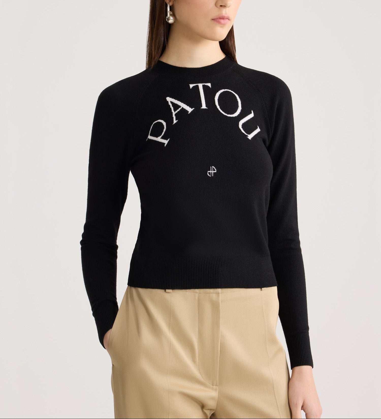 Pull à col rond Patou en laine - Noir