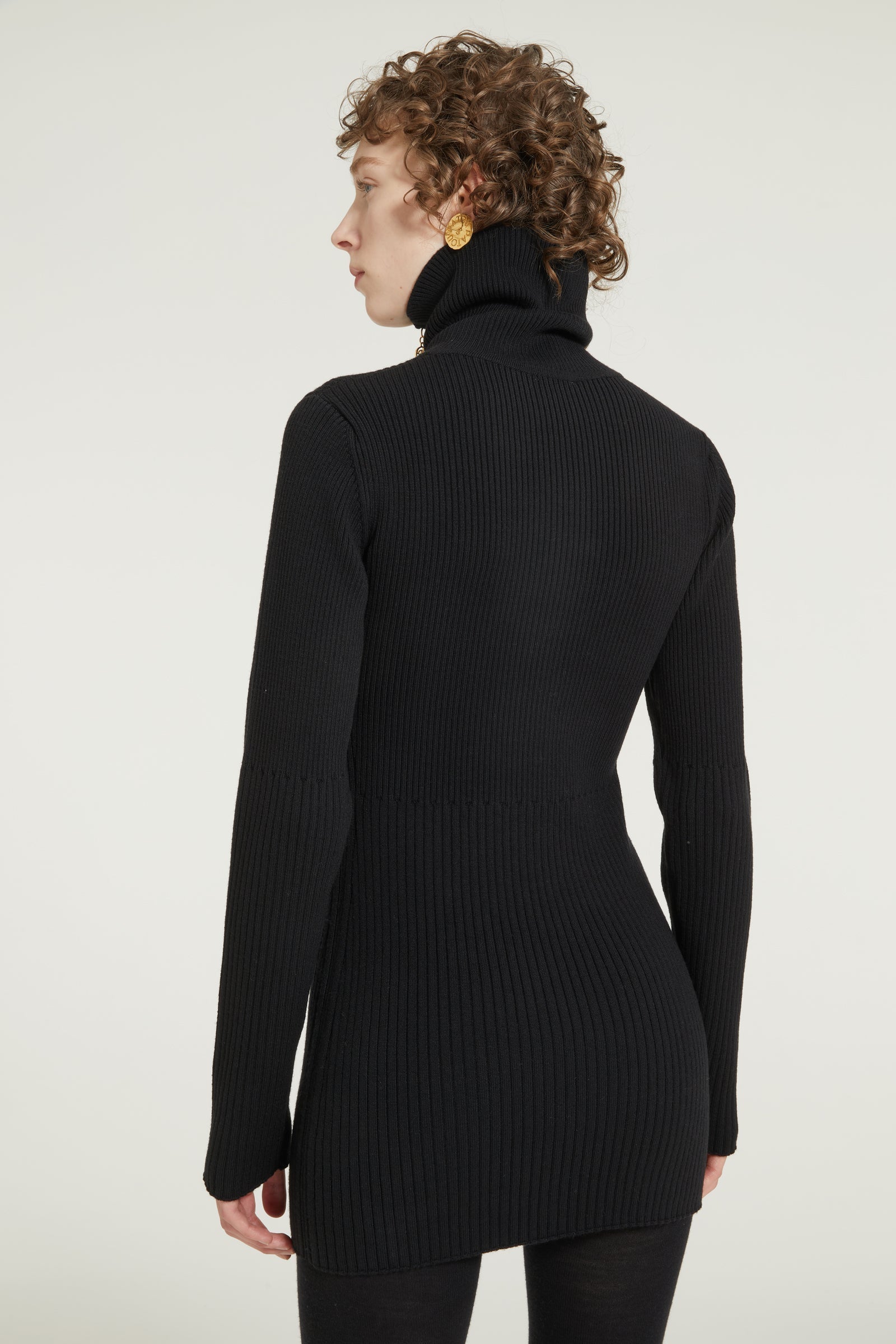 Robe courte en laine côtelée éco-responsable - Noir