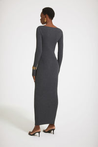 Robe corset côtelée en laine mélangée éco-responsable - Gris Anthracite