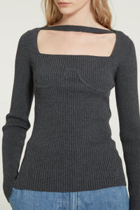 Top corset côtelé en laine mélangée éco-responsable