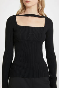 Top corset côtelé en laine mélangée éco-responsable