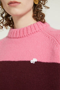 Pull bicolore en laine et cachemire éco-responsables - Rouge Rubis