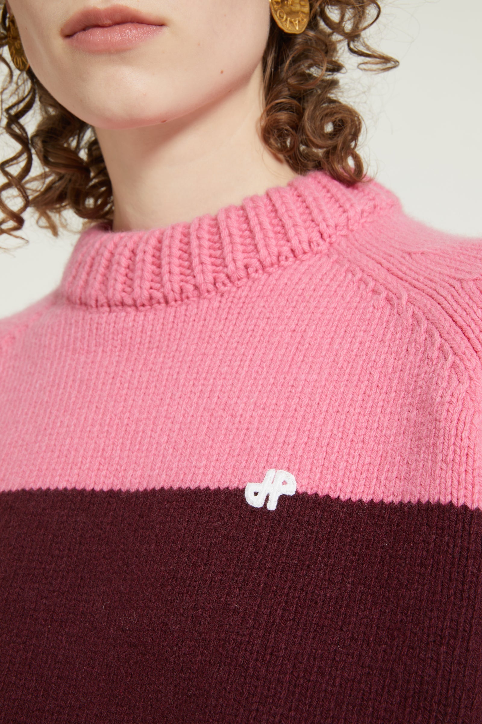 Pull bicolore en laine et cachemire éco-responsables - Rouge Rubis